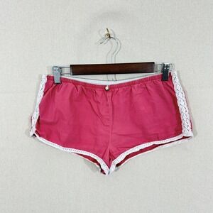Old Navy Intimates Pink Cotton Crochet Lace Trim Pajama Shorts Womens Small